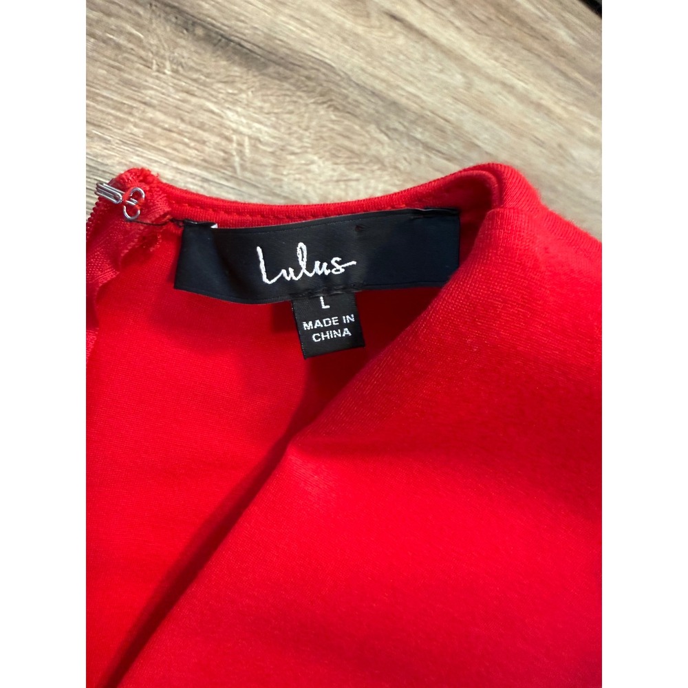 Lulus Red Sleeveless Surplice V-Neck Tulip Hem Mini Cocktail Dress Womens Large - Picture 3 of 6